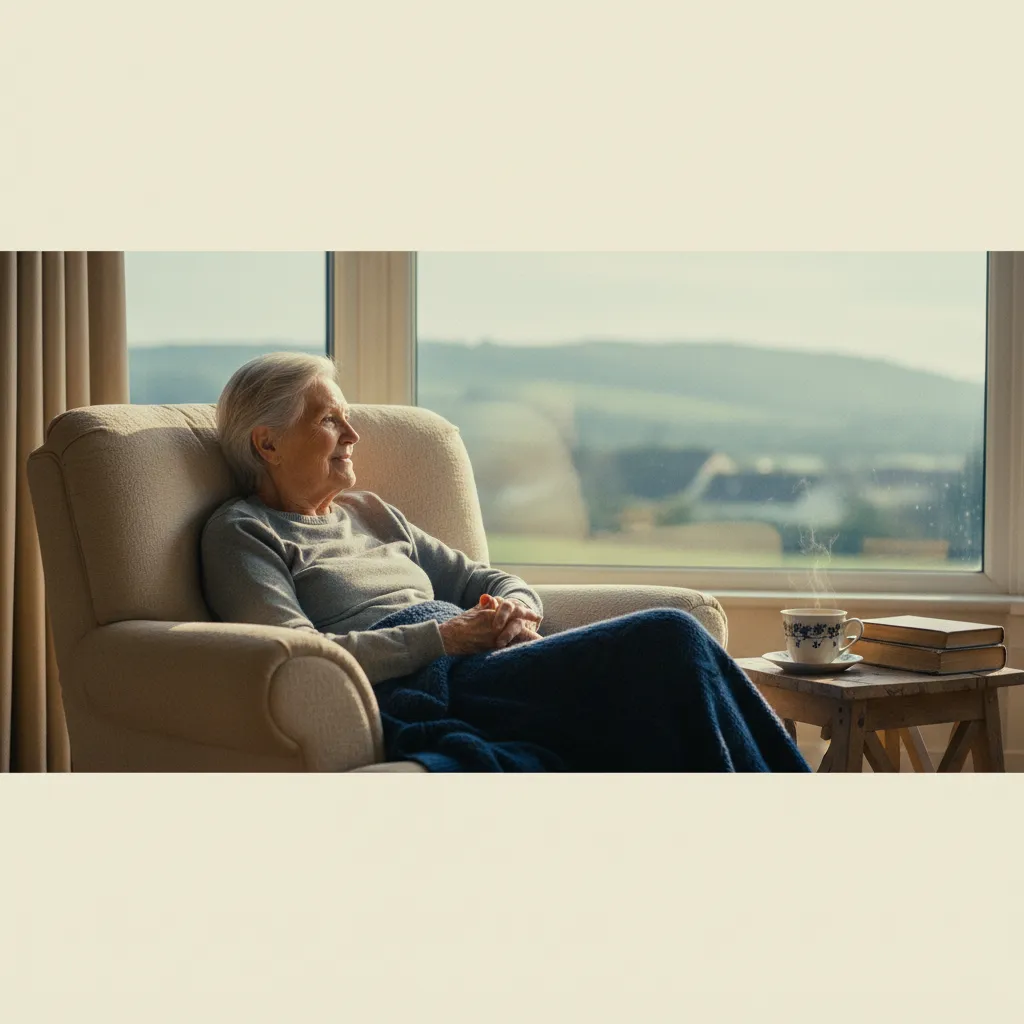 Elderly person reflecting on life memories