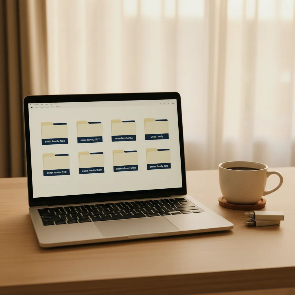 Organized digital files and folders for story recordings